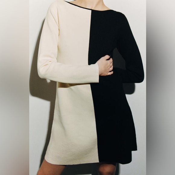 Zara Colorblock Combination Dress Medium NWT - Picture 5 of 9